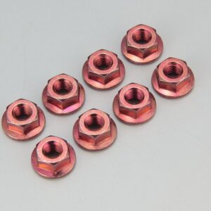 FLANGED STEEL COLOR NUT M4 RED 1358