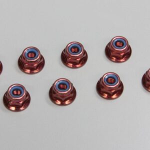 Nut (M4*5.6)Flanged Nylon(Steel/Red)  1-N4056FN-R