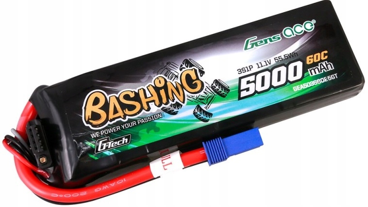 Gens ace G-Tech 5000mAh 11.1V 3S1P 60C Lipo Battery Pack with EC5 Plug-Bashing Series GEA503S60E5GT