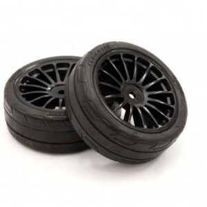 Pre-Glued Tyres 15 Spokes Black Wheels 1:10 Fazer 2.0 (2pcs) Medium  FATH702BKM