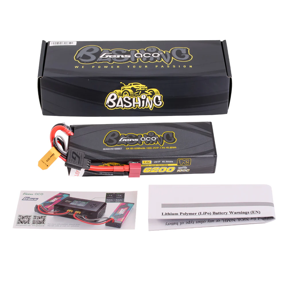 Bashing 6200mah 2s 7.4V 100C Hardcase LiPo Battery with Deans Plug GEA622S100DGT - Image 2