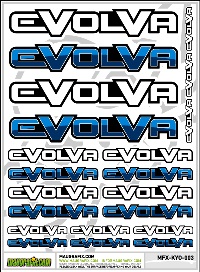MAUGRAFIX KYOSHO EVOLVA BLUE/BLACK STICKER  MGFX-KYO-003