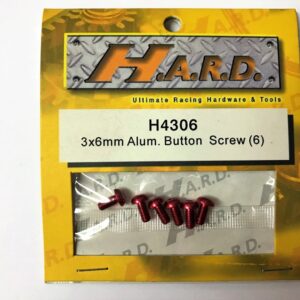 Team Magic H.A.R.D. 3*6mm ALUM.BUTT HEAD SCREW /6/ RED TM-H4306R